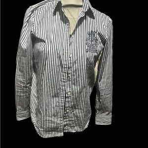 Lauren Ralph Lauren blue and white shirt w brand embroidered